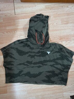 Black & Olive Striped Cropped Hoodie Project Rock